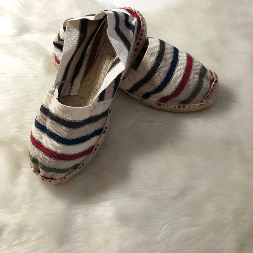 Cousu Main Classic flat French stripes espadrilles